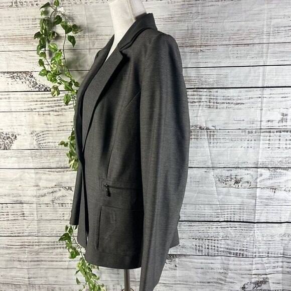 Tahari Blazer Jacket sz 16 Classic Gray Pockets Suit Career Professional Church - Picture 12 of 14